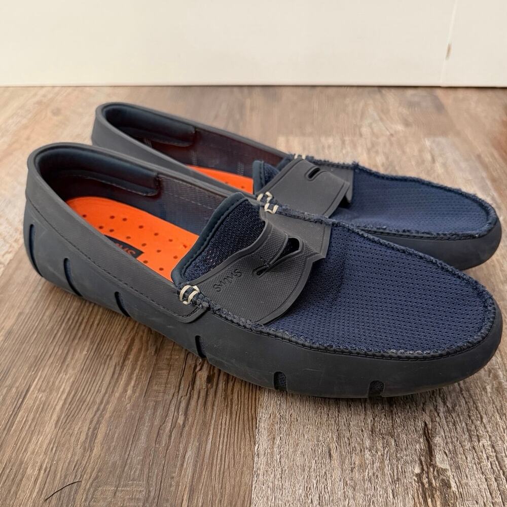 SWIMS Men's Penny Loafers in navy mesh upper, navy sz 10 EUC
